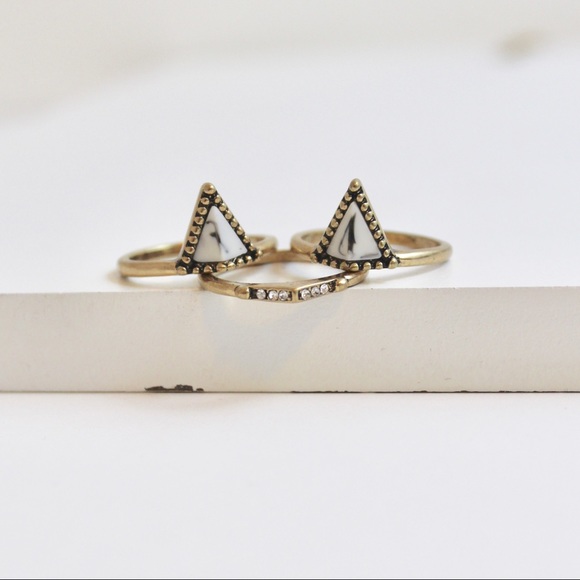 Gold Triple Ring Stack Size 7 - Picture 2 of 7